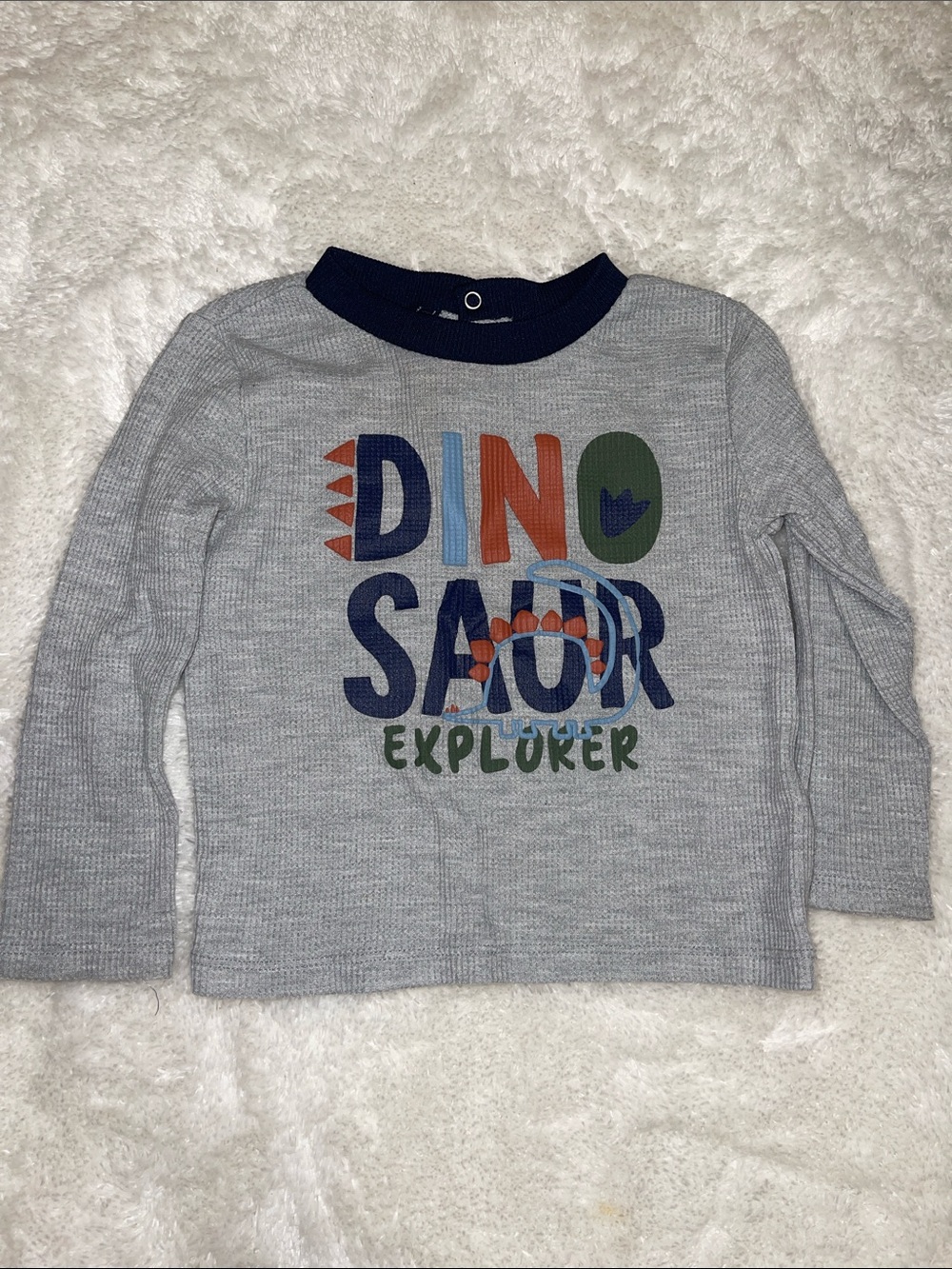 Gray Dino Explorer Long-Sleeve Tee for Kids